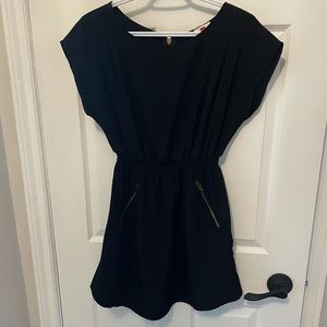 BLACK SATIN DRESS WITH ZIPPERS